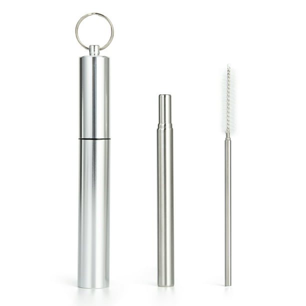 Reusable Telescopic Straws Collapsible Metal Straw with Brush Storage Box